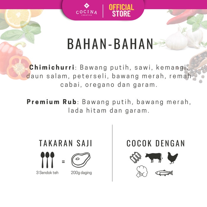 

Steak Combo / Chimichurri Free W Vinegar & Premium Rub - Bumbu Masak