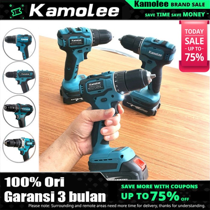 Kamolee 18V Mesin bor cordless 10mm/13mm/Elektrik Drill/Brushless -2403