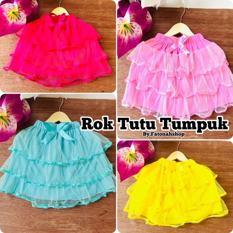Rok Anak 2 3 4 5 Tahun Anak Cewek Perempuan Rok Pesta Rok Ulang Tahun Rok Tutu Tile Tumpuk pita  kek