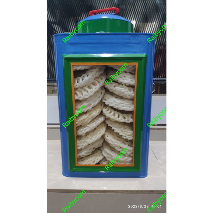 

' kerupuk kaleng putih matang isi 30pcs + kaleng kaca krupuk
