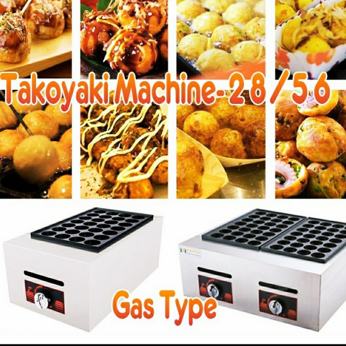 Terlaris 28/56 Lubang Gas Takoyaki Baker / Mesin Pembuat Takoyaki / Mesin
