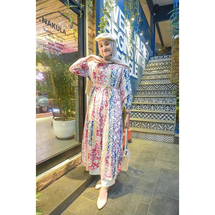 TERLARIS - DRESS GAMIS MIDI RAYON VISCOSE PREMIUM BESTSELLER, MIDI FLOWER NHM