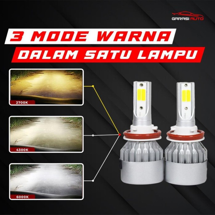 TURBO LED 3 Warna Lampu Foglamp Rush Terios Calya Sigra Bohlam H11 H16 best
