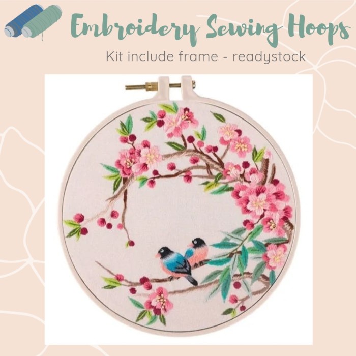 

PAKET KIT SULAM EMBROIDERY KITS DENGAN HOOPS RAM KAYU / CLASSIC BIRD
