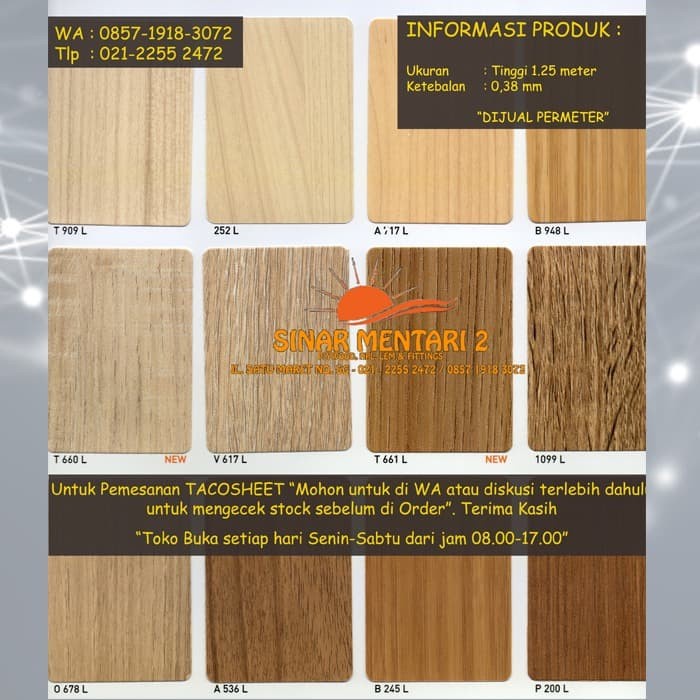 Bestseller Taco Sheet Pvc Motif Tipe L