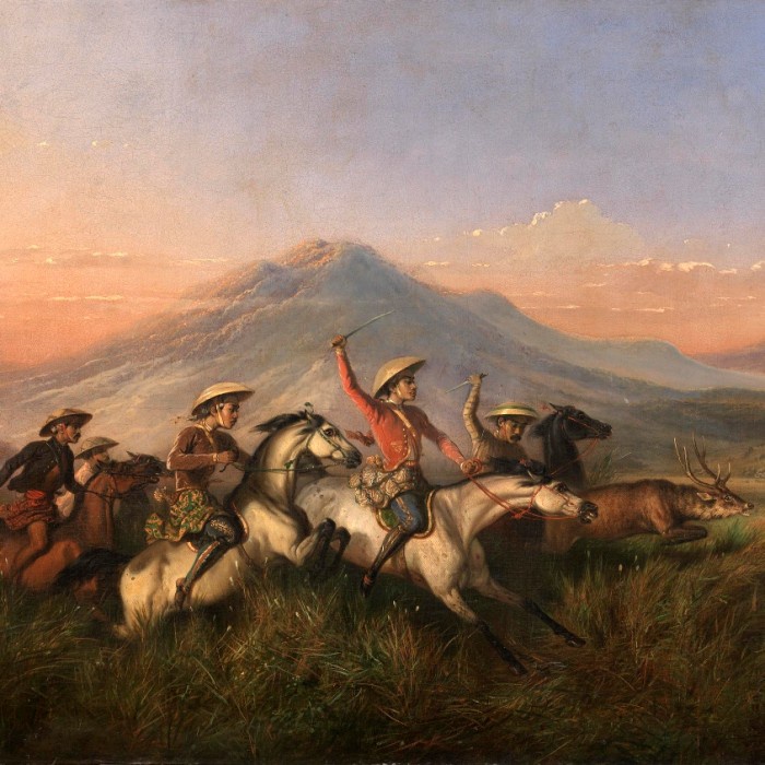 Ready stok Lukisan Raden Saleh Six Horsemen Chasing Deer Painting