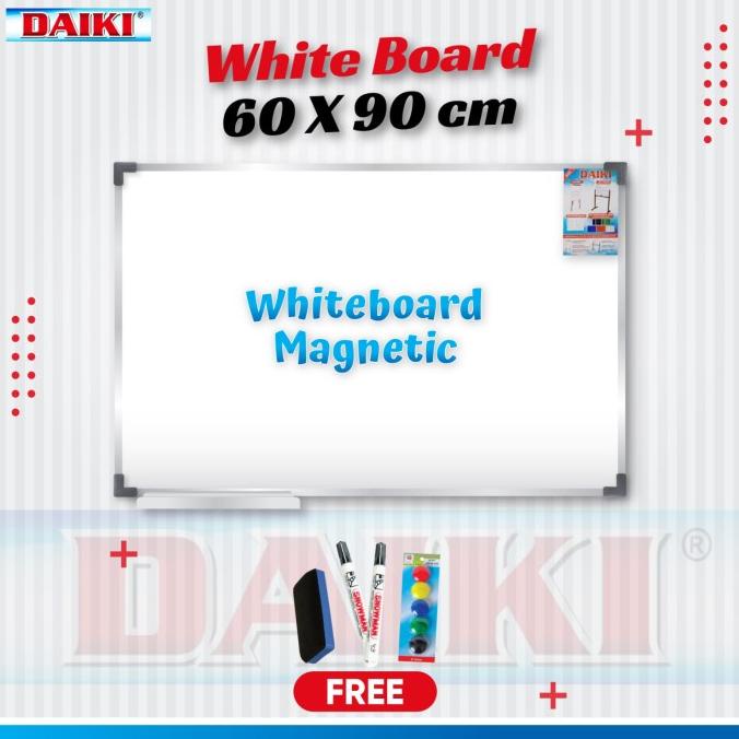 

Papan tulis / whiteboard daiki magnetic gantung uk 60x90 Cm