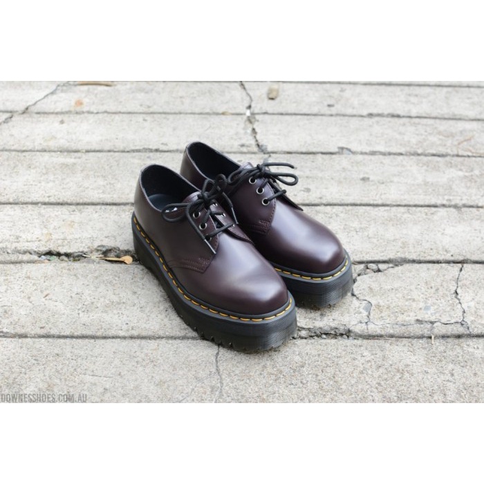 Terlaris Sepatu Dr. Martens 1461 Quad Platform Burgundy Smooth