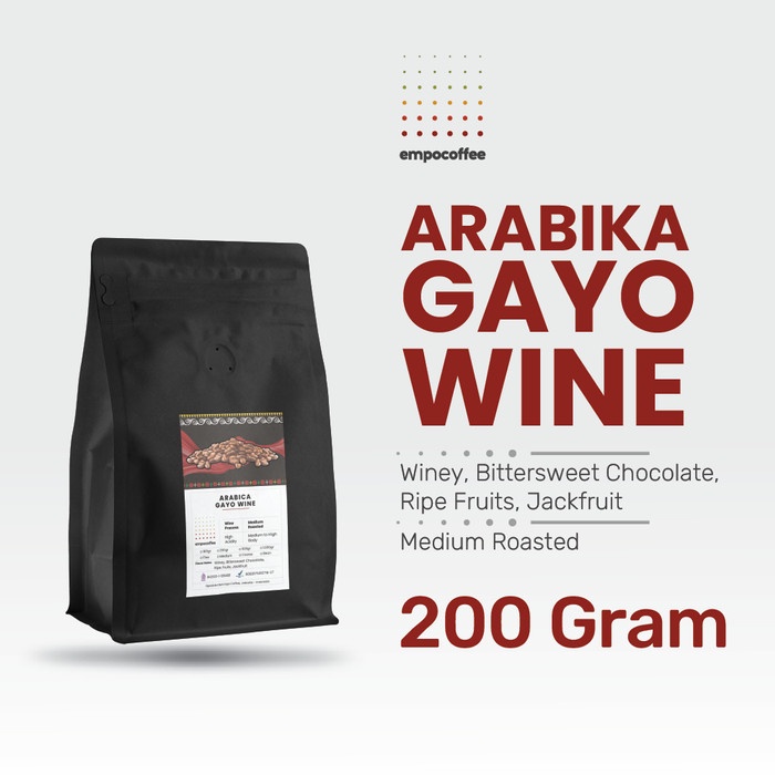 

Nikmati Kopi Arabika Gayo Wine Aceh Sumatra Arabica Coffee Roasted Beans 200Gr Berkualitas