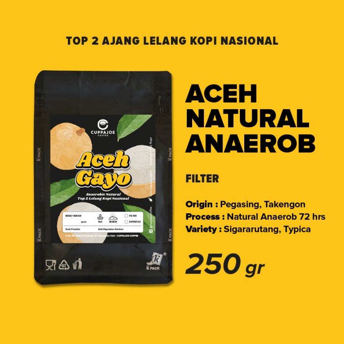 

Spesial Kopi Arabika Aceh Natural Anaerob 250 Gram (Biji/Bubuk) Gilaa!!!