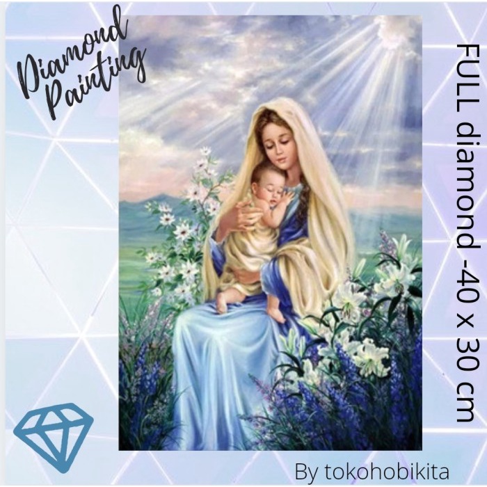Ready stok DIY DIAMOND PAINTING BUNDA MARIA FULL CRYSTAL MANIK BERLIAN