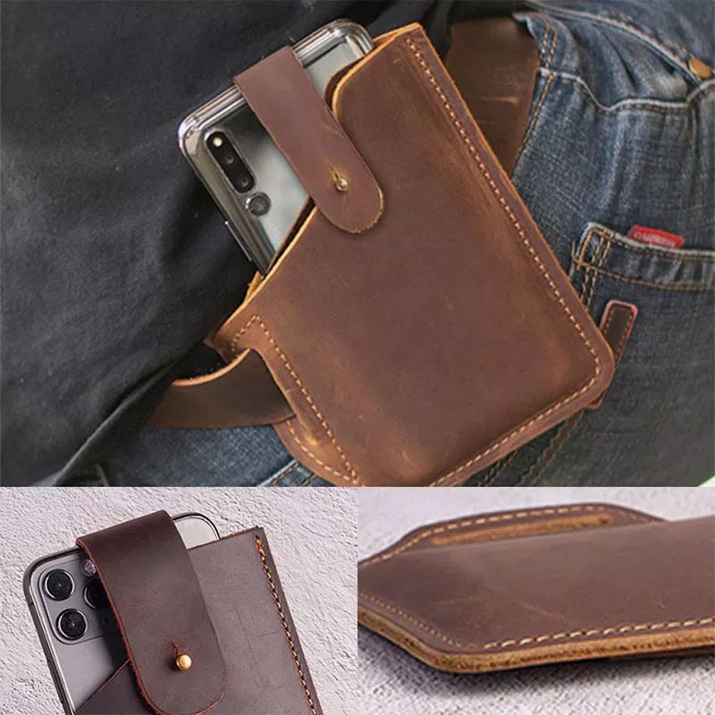 Dompet Hp Pinggang Pria Kulit Sapi - Tas Pinggang Hp Pria Kulit Sapi - Sarung Hp Pinggang Pria Kulit
