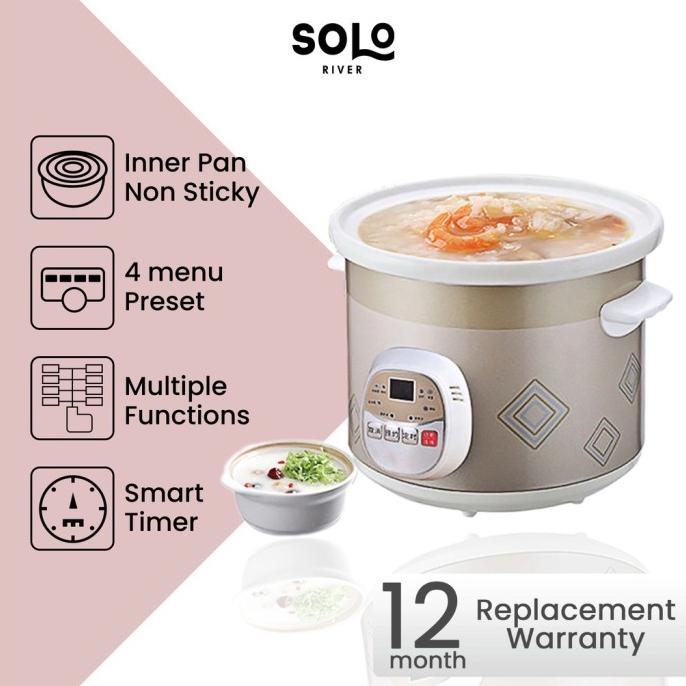 SOLO RIVER Rice Cooker Baby Slow MPASI Bahan Keramik Baby Safe 1L