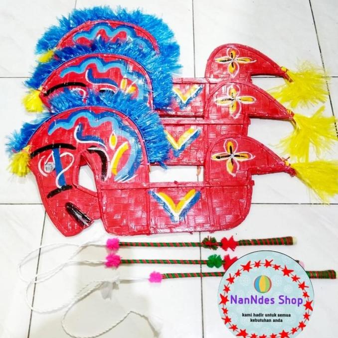 SALE MAINAN ANAK KUDA LUMPING KAYU + CAMBUK KUDA SPONS - MAINAN