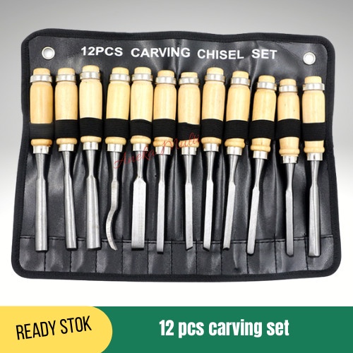 

Set Pisau Ukir Alat Pahat Kayu Wood chisel Carving Knife 12 in 1 81N