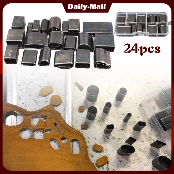

Terlaris 24 Pcs Alat Pembolong Kulit Handmade Diy Bahan Baja Dies Plong Punch