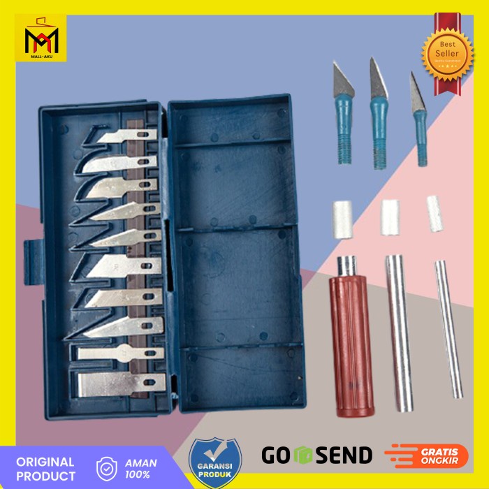 

Terlaris Set Pisau Ukir Seni Memahat/Pisau Bedah 13In1 Crafting Knife 3 Handle
