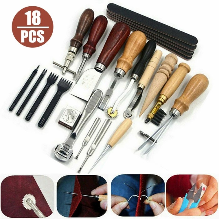 

Set Alat Kerajinan Kulit Tangan Set 18 in 1 Leather Craft Stitching