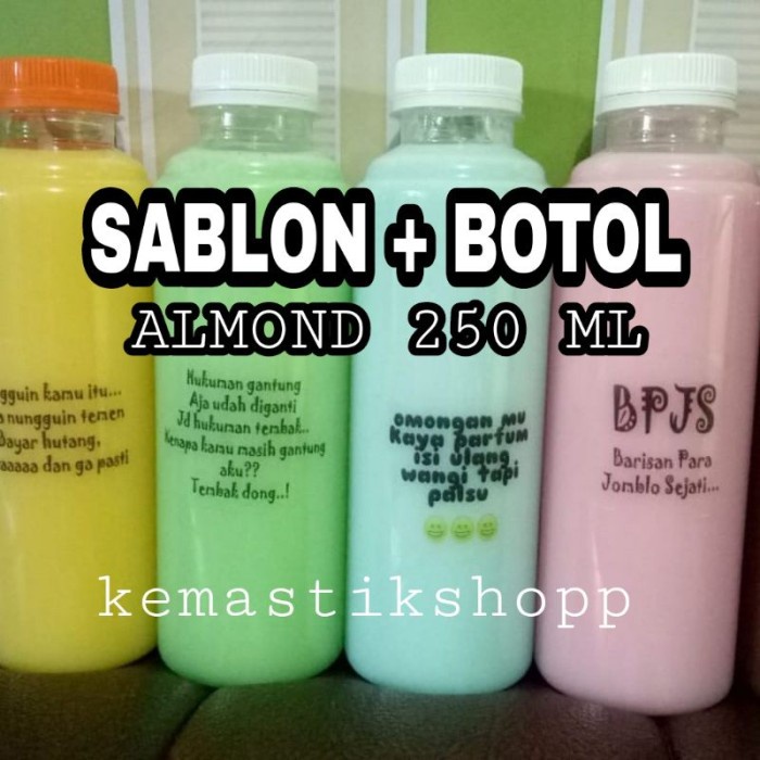 Terlaris (500 Pcs) Sablon Botol Almond 250 Ml