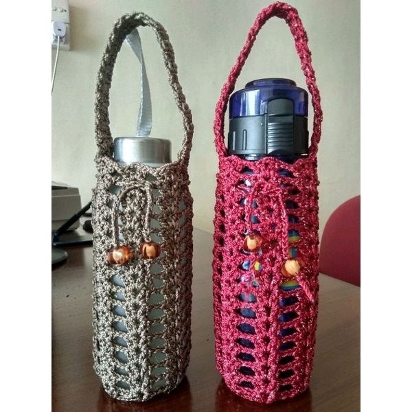 Terlaris Tas Botol Minum Rajut Sarung Botol Cover Rajutan 600 Ml