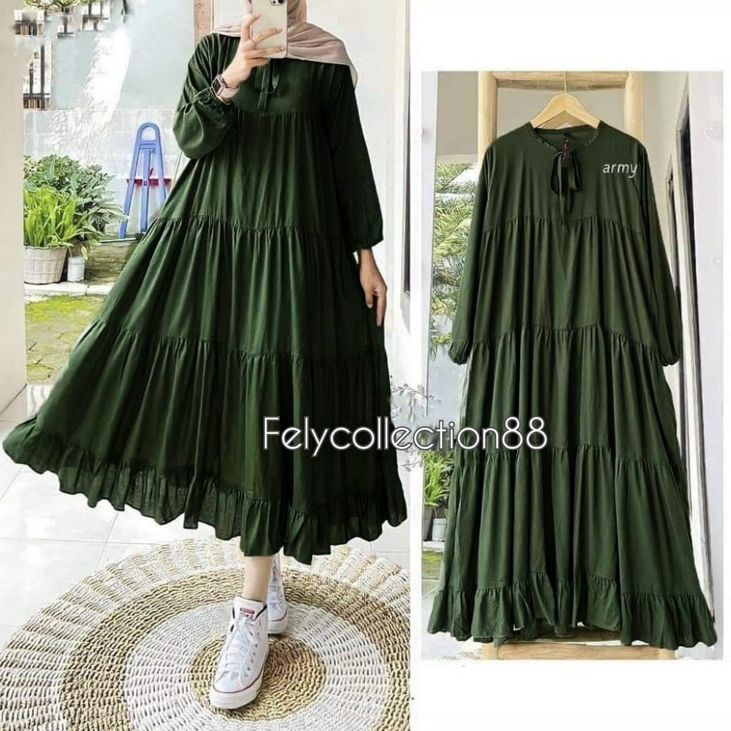 Dres Ceruty 7705 Ceruty Import Plisket Set Wanita Nature Korean Vintage Kemeja Rachel Midi Dress Bus