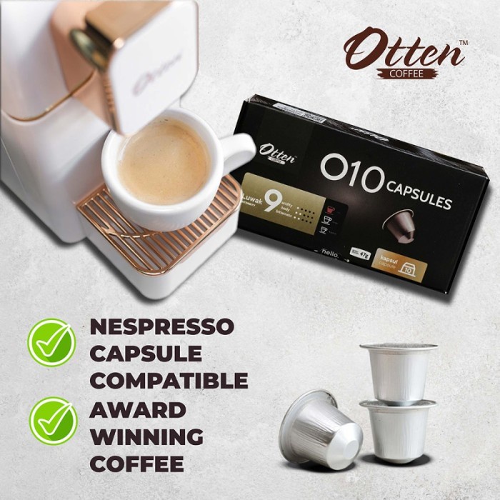 

Jual Kopi Kapsul - O10 Arabica Luwak Coffee Capsule | Nespresso Compatible Bergaransi