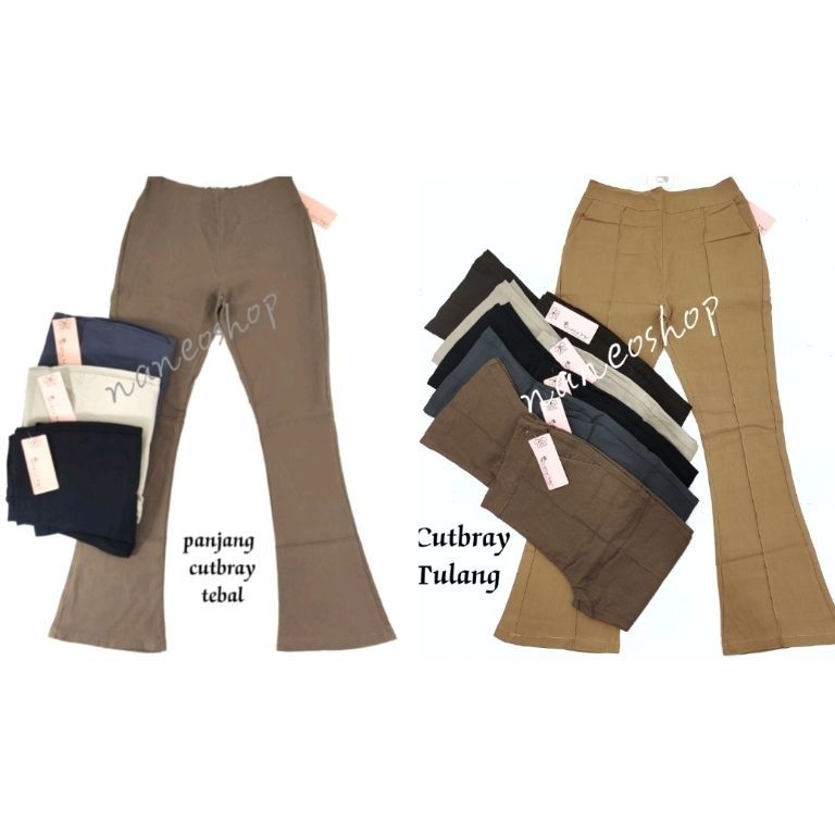 [IMW78] Celana panjang wanita Cutbray tebal Simple Me Pasti Murah