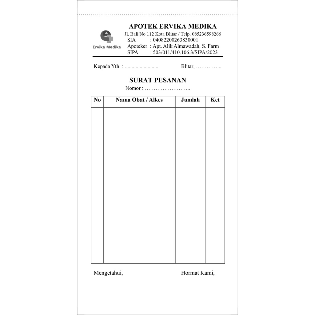 

NOTA CUSTOM UKURAN 1/3 FOLIO RANGKAP 4 (4PLY) size 10x21cm