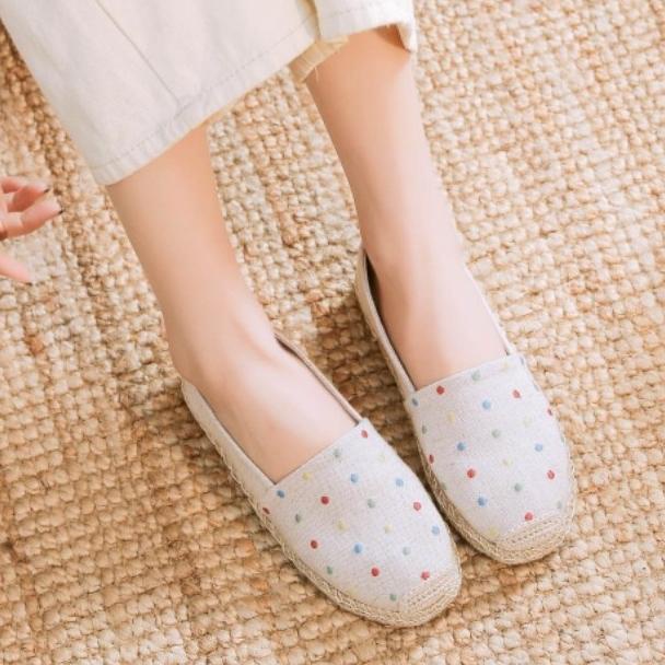 SEPATU KOREA ESPADRILLES WANITA IMPORT SLIP ON FLAT KANVAS