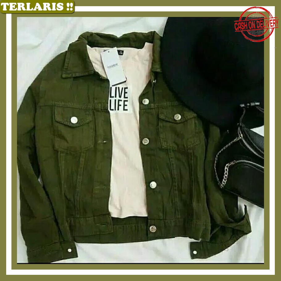 Jacket Jins Kekinian Polos Cewe Cewek Dewasa Oversize Korean Style Jeket Jeans Wanita Jumbo Crop Ter