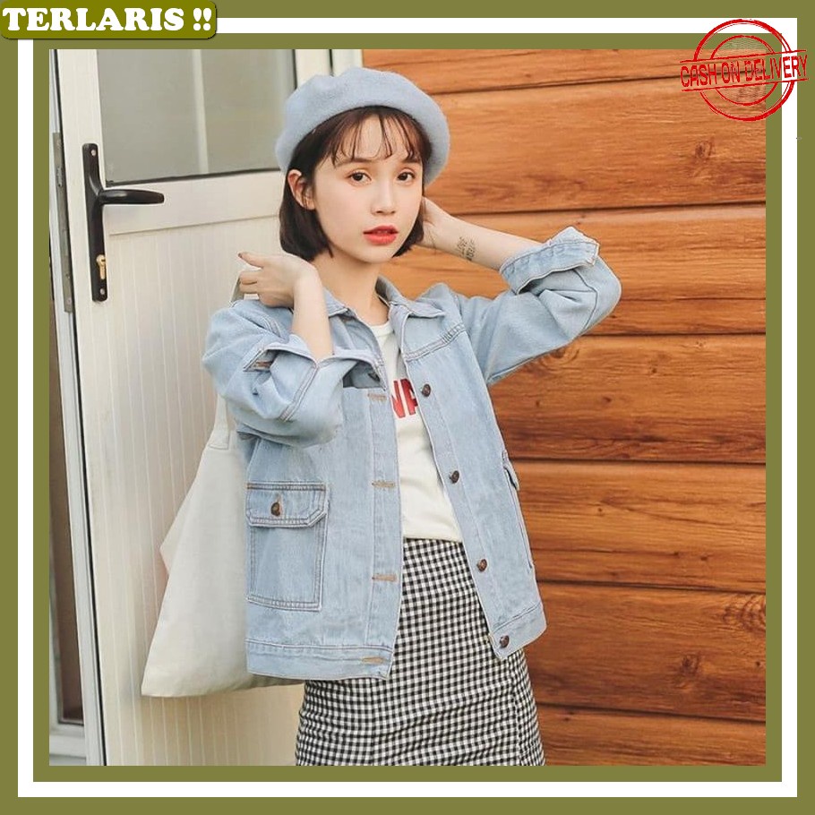 Polos Cewe Cewek Dewasa Terbaru 2023 Terlaris Oversize Korean Style Jacket Jins Kekinian Jeket Jeans