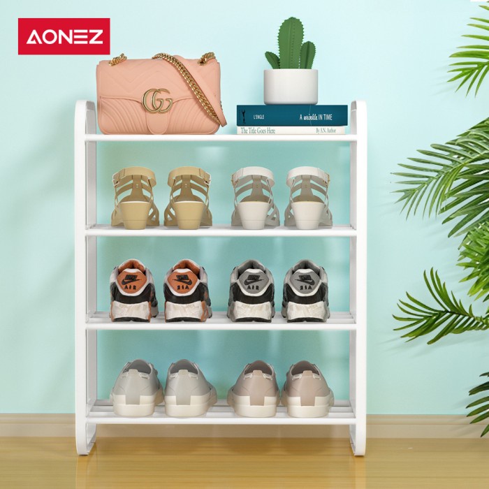 Aonez 4 Layers Minimalis Rak Sepatu Besi Rak Susun Sepatu Plastic