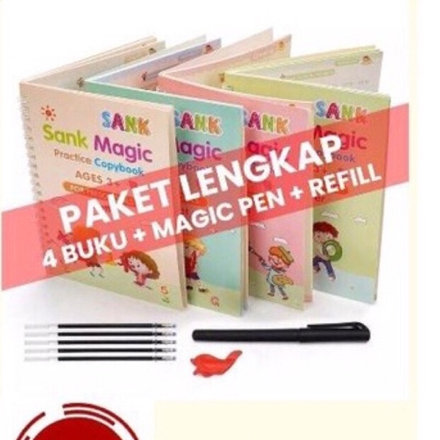 

Keren guys Sank book Magic 3D Buku Edukasi Anak Belajar Menulis Untuk TK Angka & Huruf / buku magic/Magic Practice Book 1 set isi 4 buku + pen + 248