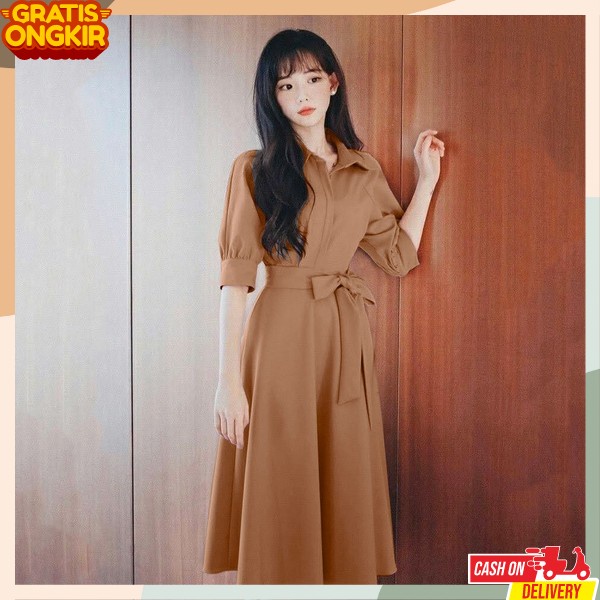 Midi Dress Wnita Retro Maxi Dres Kekinian Ukuran S M L Xl Xxl Dresh Kondangan Motif Dreas Healing Ca