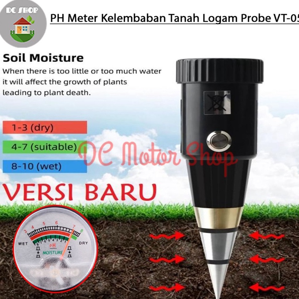 Seller?? Alat Ukur Kelembaban Tanah Soil Moisture PH Meter Tester VT05 Stok Banyak