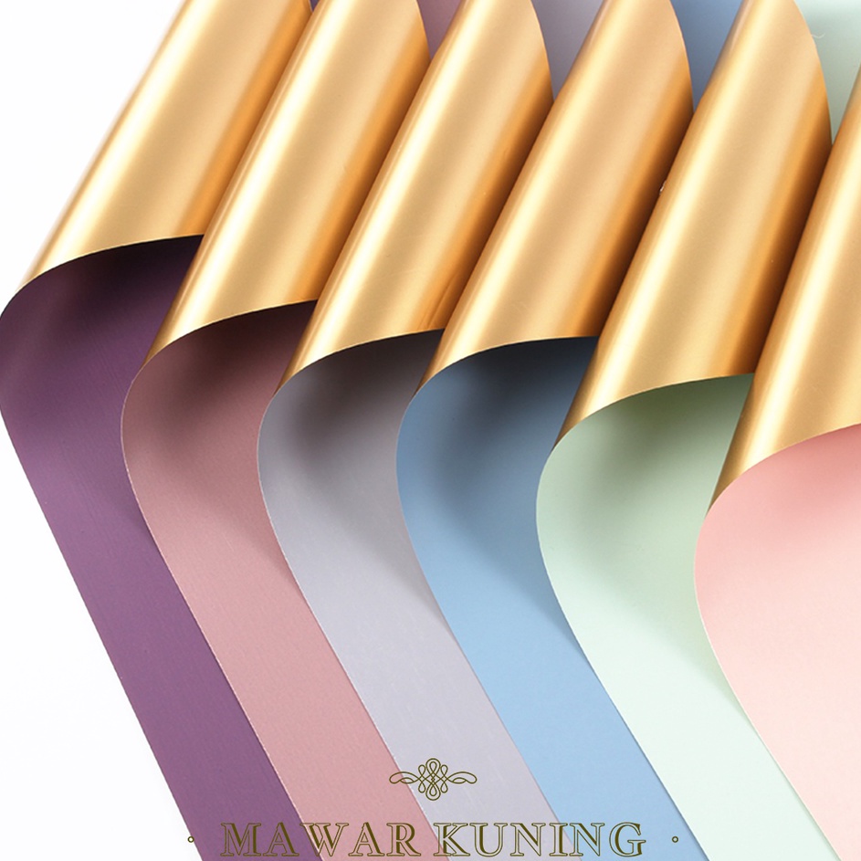 

➤Diskon [ 20 Lembar ] 2 Side Gold Flower Wrap / Kertas Cellophane - OWF A74