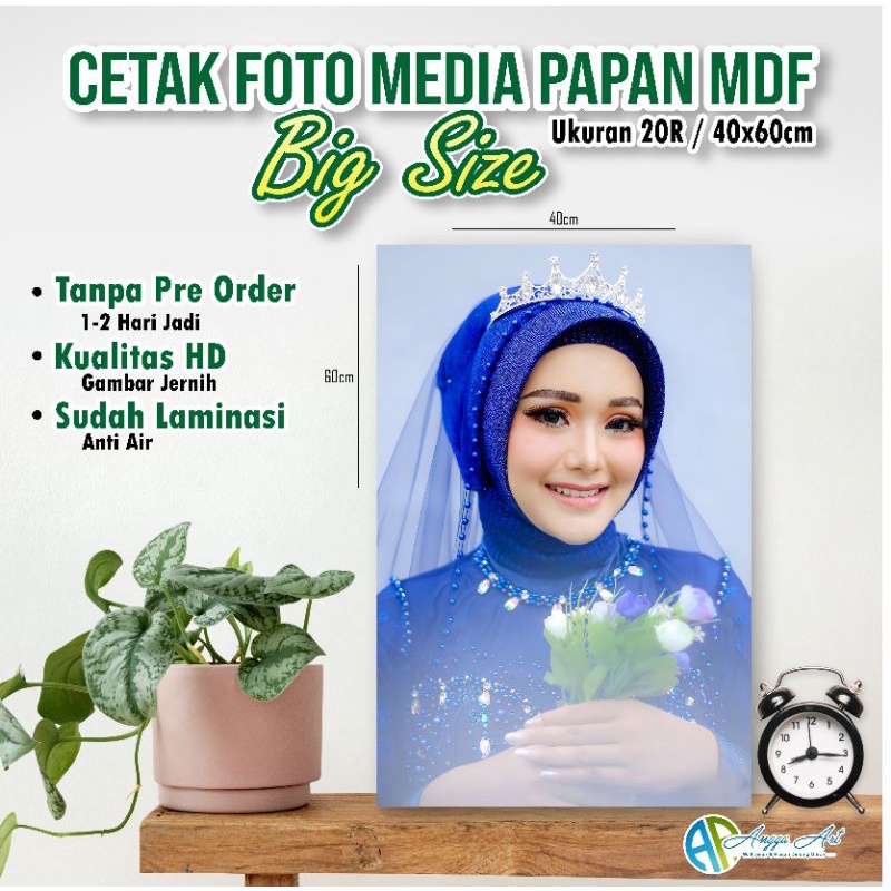 CETAK FOTO BESAR + BINGKAI KAYU MDF ukuran 20R/40x60cm (KUALITAS HD)