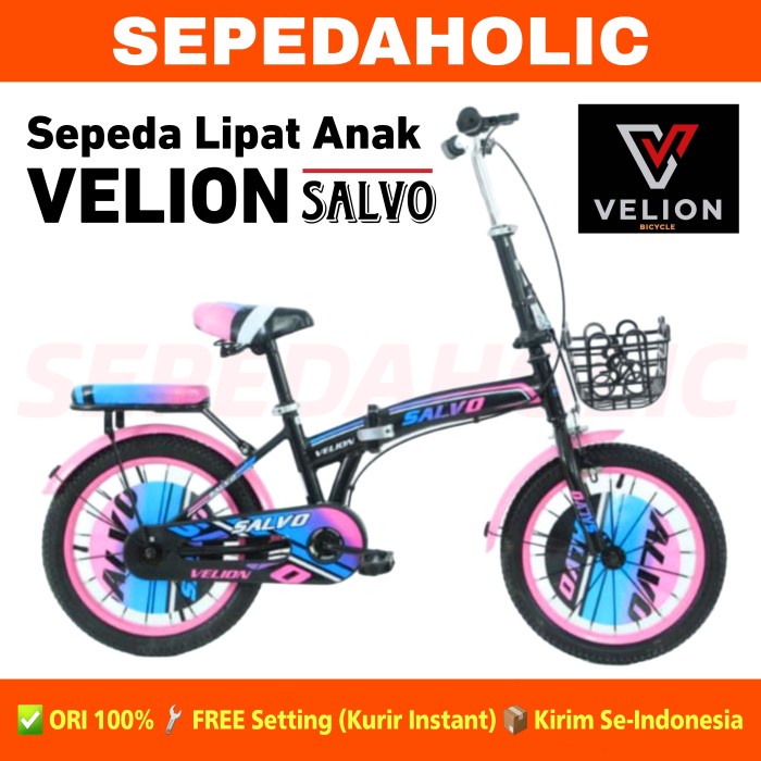 Sepeda Lipat Anak Velion Salvo Ukuran 16 & 18 Inch Keranjang Berkualitas