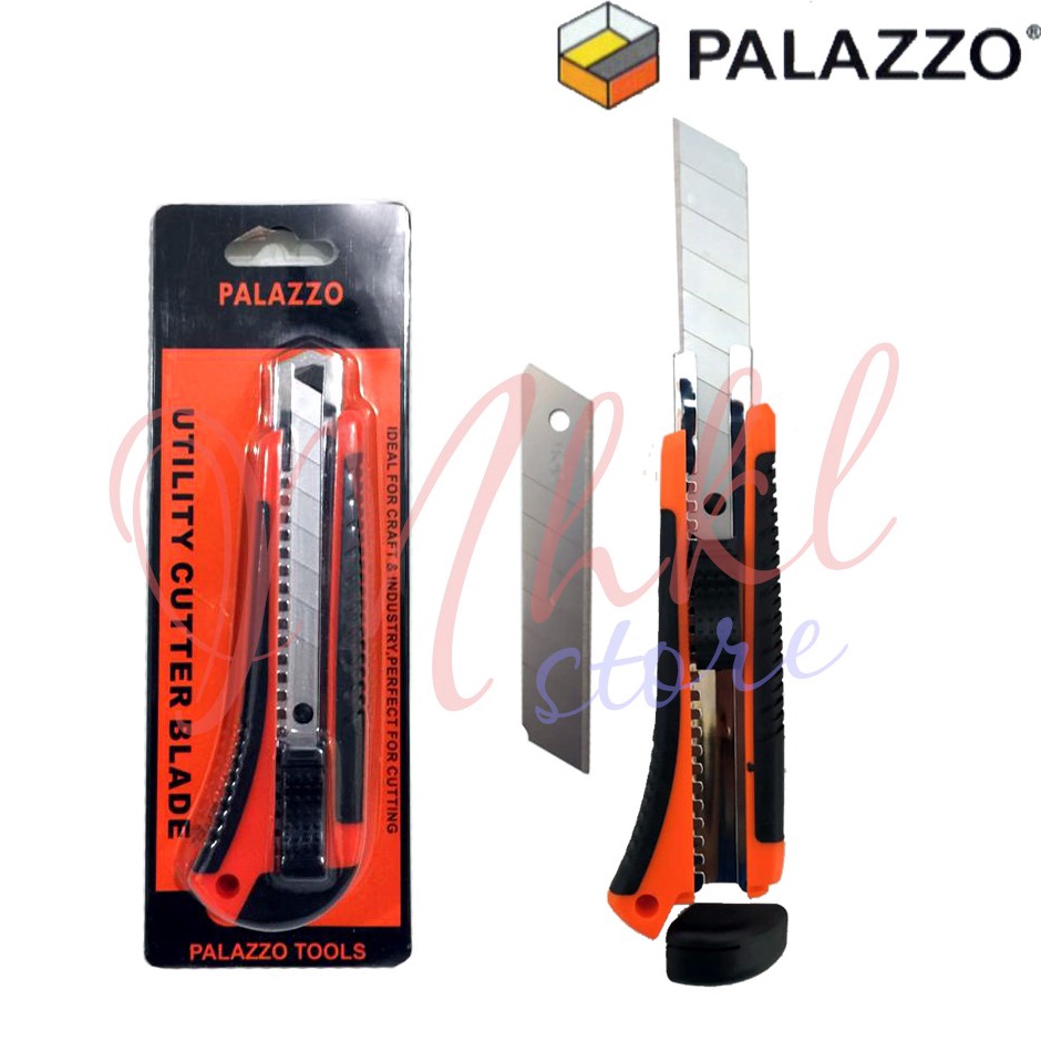 

✳Ready Stock✡ Palazzo Pisau Cutter Besar Autolock Pemotong kertas kardus plastik dll free isi 2pcs mata pisau H54 ✱