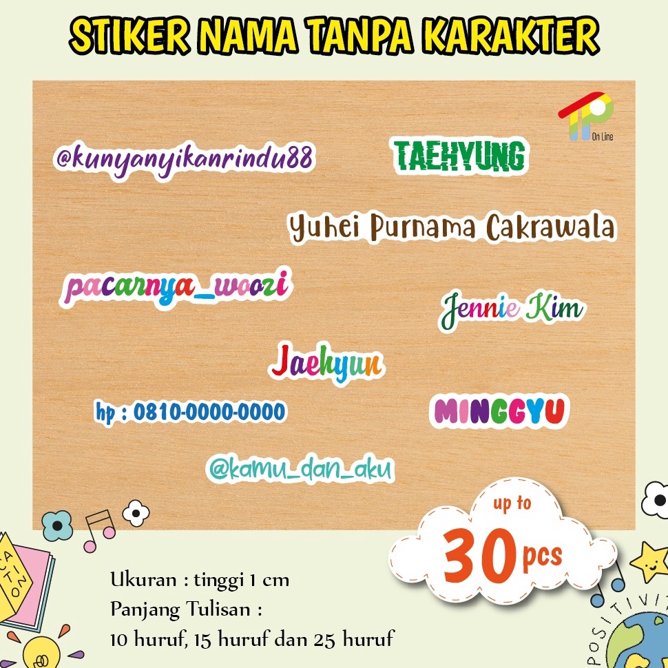 

Barang Original STIKER LABEL NAMA TANPA KARAKTER WATERPROOF MURAH 252
