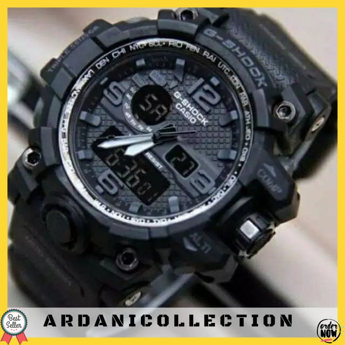 JAM GSHOCK GST-8600 CASIO METAL RUBBER ANTI AIR TERLARIS - FULL BLACK O1W3 stylish original termurah