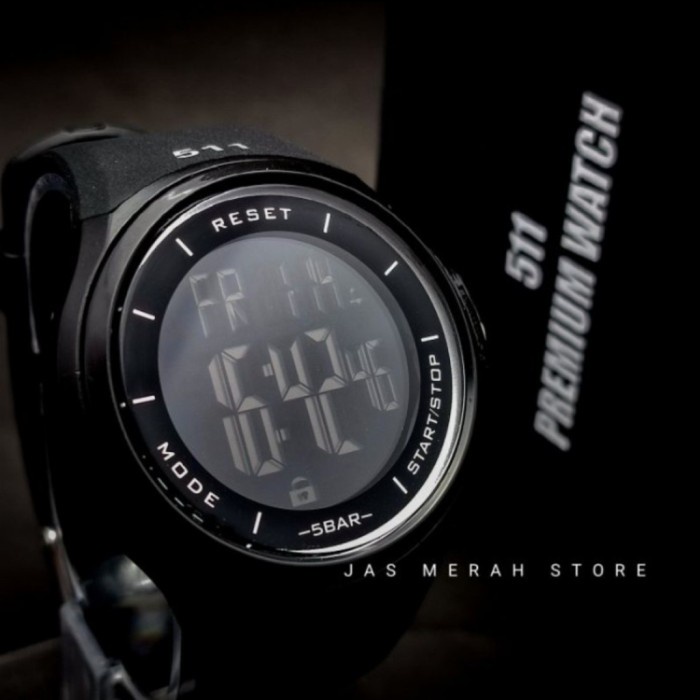 JAM TANGAN PRIA wanita digital 511 touchscreen sporty free box - FULL HITAM F4T2 keren bayar ditempa