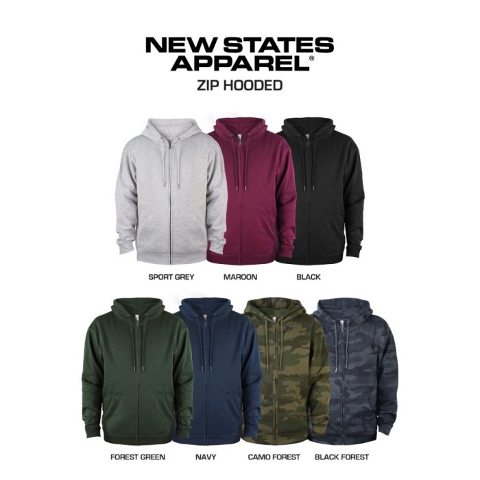 jaket pria Jaket Polos Pria Premium New States Apparel 9600 Hoodie Zipper Sweater - Black, S(X4N6) j