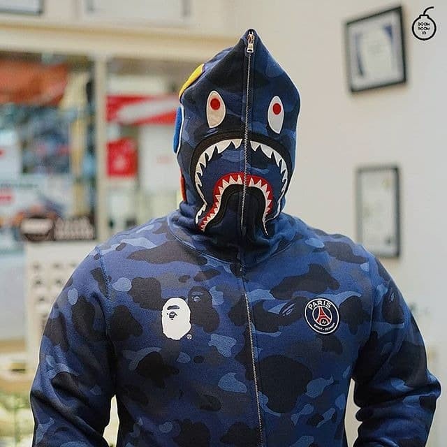 Pepak- Bape X Psg Shark Full Zip Hoodie Navy