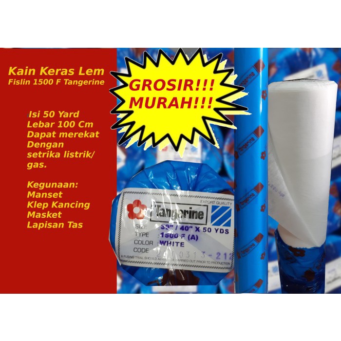 Terlaris Kain Keras Lem Interlining 1500F Tangerine Fislin Pislin Vislin Grosir