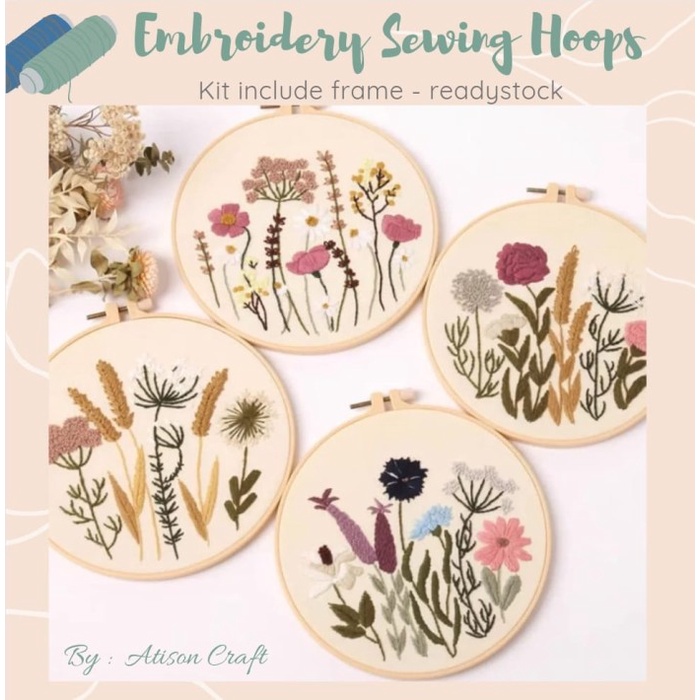 

DIY PAKET KIT SULAM JAHIT BORDIR EMBROIDERY HOOPS KAYU RAM/SKYBROSA
