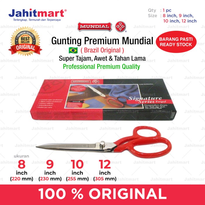 

Bestseller Gunting Brazil Mundial Red And Black Handle 8, 9, 10, 12 Inch