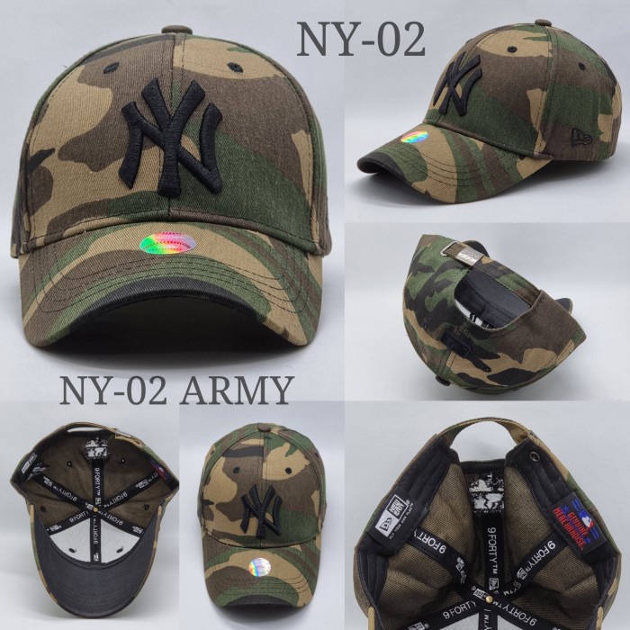topi Topi NY Pria Wanita Import Baseball Logo Bordir - NY-02/Camo(B2Y0) topi pria original branded i