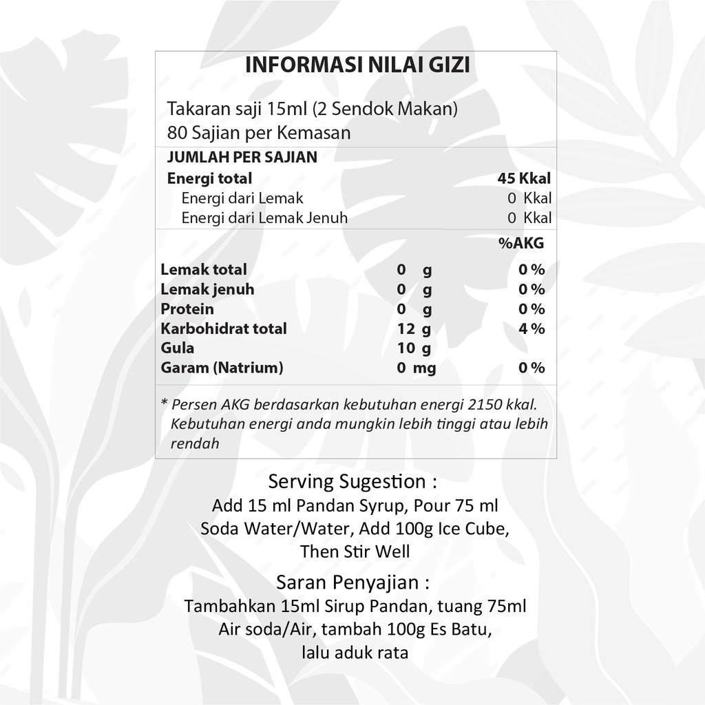 

Will&Co Sirup Pandan 1.2 Liter