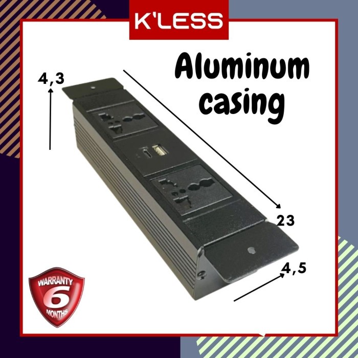 Stop Kontak Tanam Meja / Nakas / 2 Usb Type C / A - 2 Socket